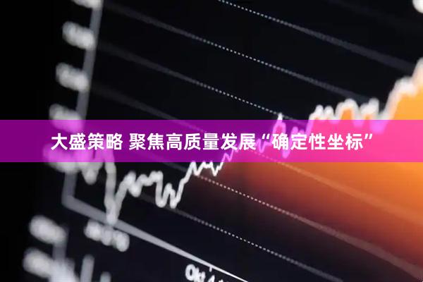 大盛策略 聚焦高质量发展“确定性坐标”